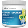 Electrolyte Powder, Lemonade Flavor, 50 Servings, 10.58 ounces, front view, bottle with Dr. Berg branding and a glass of lemonade on the cover.