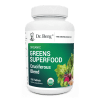 Organic Greens Superfood Cruciferous Blend, 250 tablets, front view, bottle with Dr. Berg branding and vegetables on the cover.